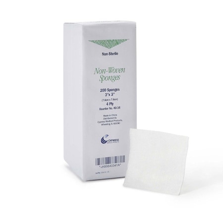 Mckesson Cypress NonSterile Nonwoven Sponge, 3 x 3 Inch, 200PK 40-34